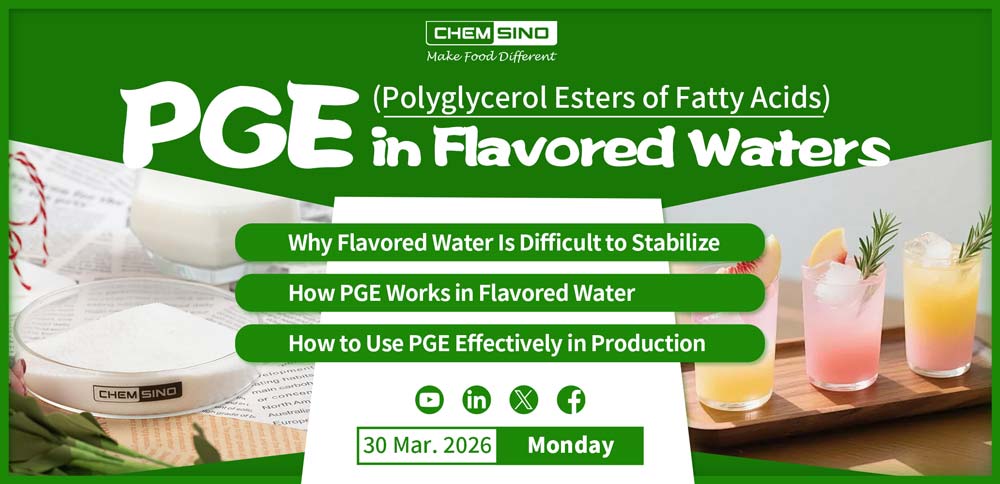 Polyglycerinester von Fettsäuren PGE in aromatisierten Wässern